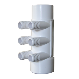 2" 6 Port 3/4 Ribbed Barb Water Manifold Socket*Spigot